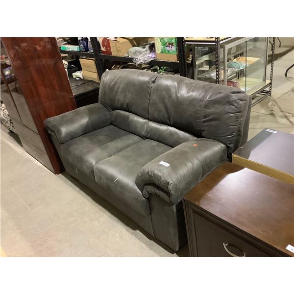 Dark Brown Faux Leather Loveseat