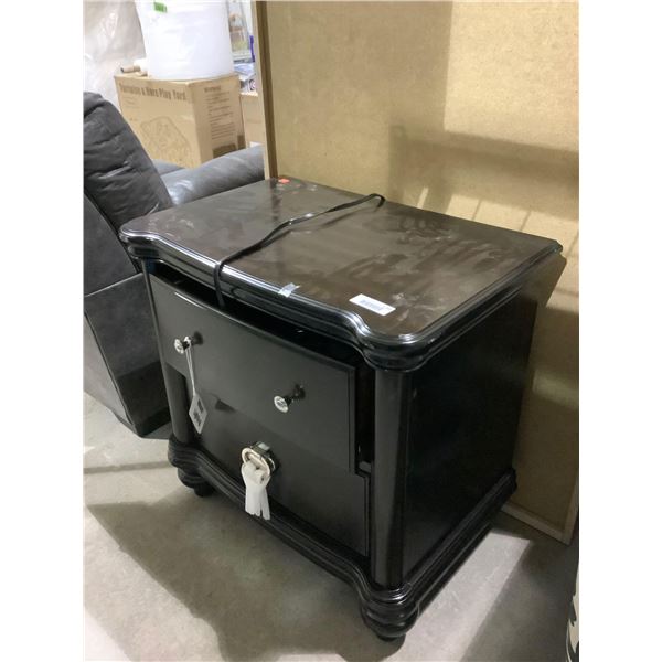 Black Wooden Nightstand (28in W x 17 1/2in L x 28in H)