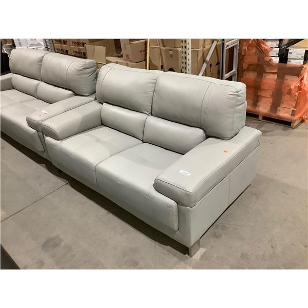 Grey Faux Leather Loveseat