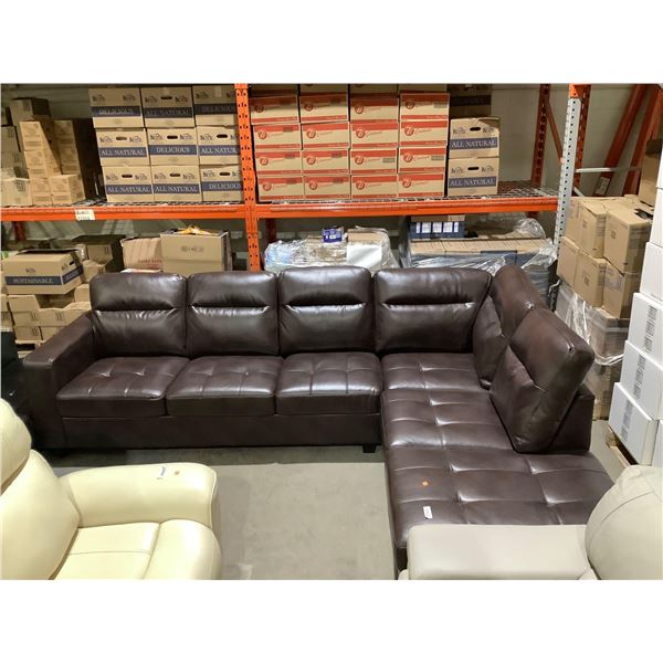 Brown Faux Leather Sectional