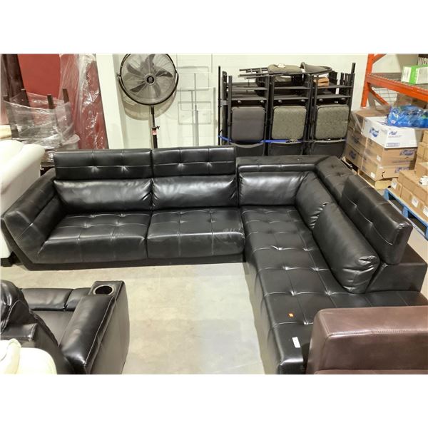 Black Faux Leather Sectional