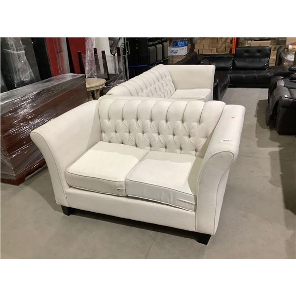 White Fabric Loveseat