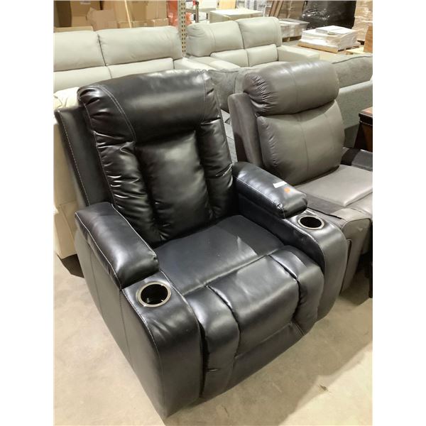 Black Faux Leather Power Recliner (Missing parts)