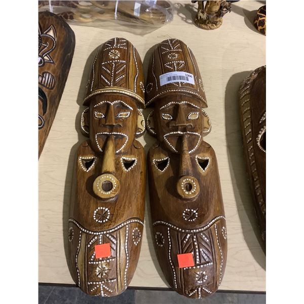 Decorative Wooden Mask 18in Lot of 2