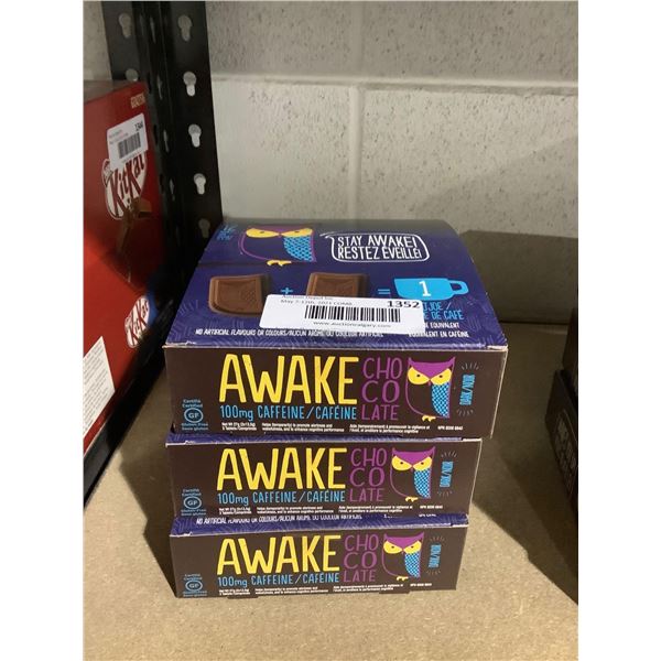Stay Awake Caffeinated Chocolate (12 x 27g) Lot of 3