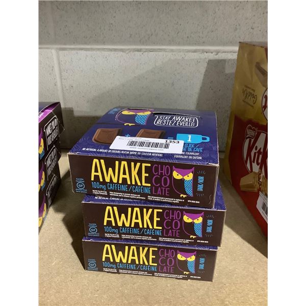 Stay Awake Caffeinated Chocolate (12 x 27g) Lot of 3