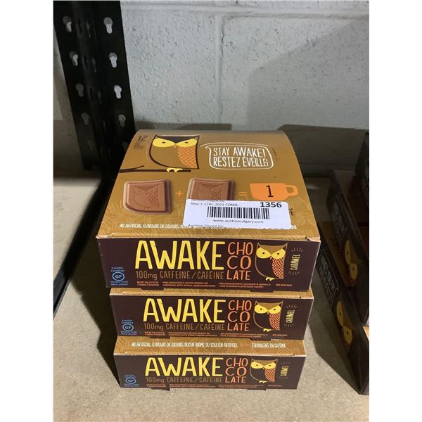 Stay Awake Caffeinated Chocolate (12 x 33g) Lot of 3