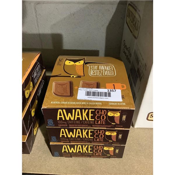 Stay Awake Caffeinated Chocolate (12 x 33g) Lot of 3