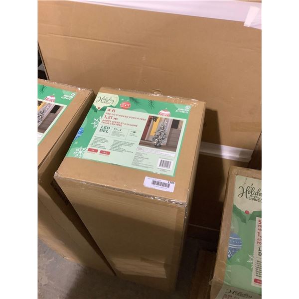 Holiday Living 4ft Pre-Lit Flocked Porch Tree