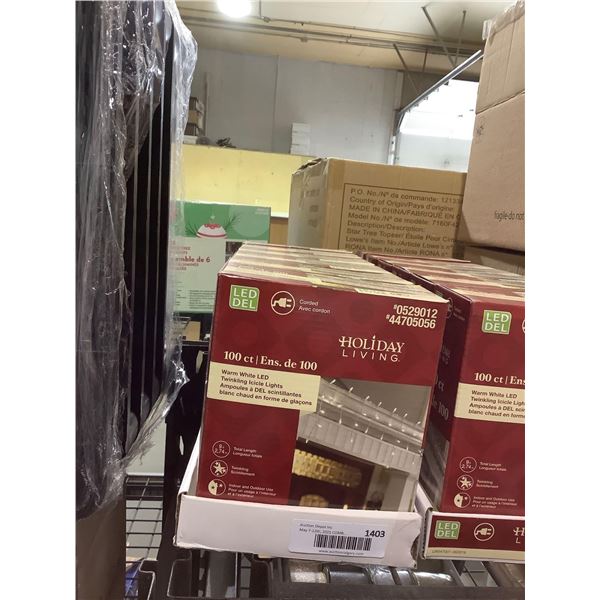 Holiday Living 9ft Warm White LED Twinkling Icicle Lights Lot of 6