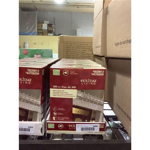 Holiday Living 9ft Warm White LED Twinkling Icicle Lights Lot of 6