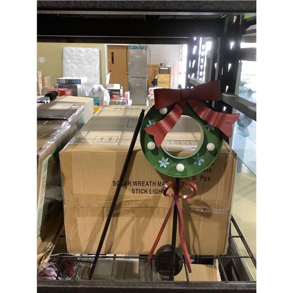 Case of 6 Holiday Living Solar Wreath Marquee Stick Lights