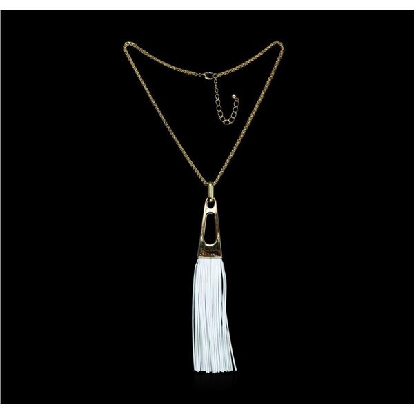 Leather Tassel Chain Necklace - Gold Plated