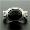 Image 5 : 18K White Gold Oval Bezel Set Black Onyx Burnish Set Diamond Bubble Ring