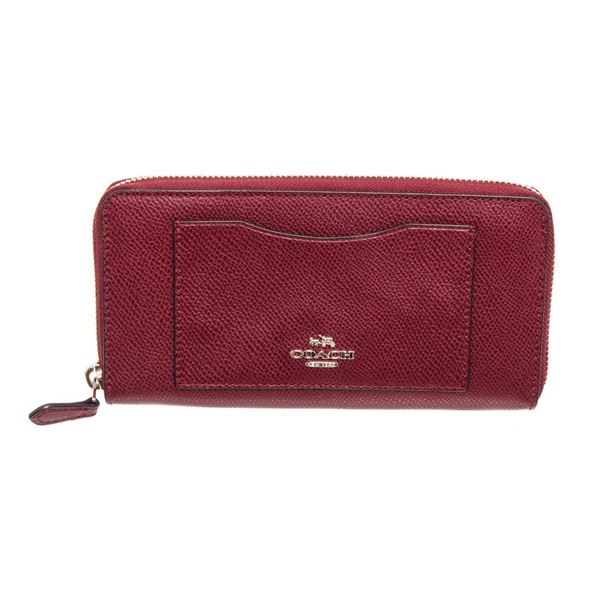 Coach Burgundy Leather Long Zippy Wallet