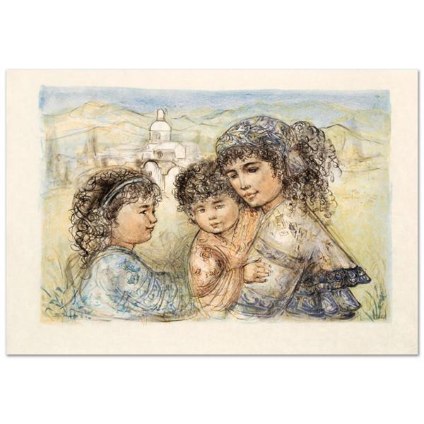 "Zalina with Aries and Ande" Limited Edition Lithograph by Edna Hibel (1917-2014