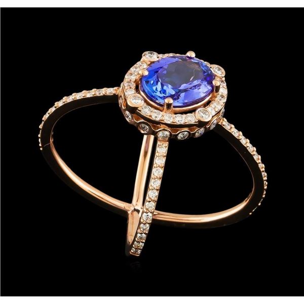 2.28 ctw Tanzanite and Diamond Ring - 14KT Rose Gold