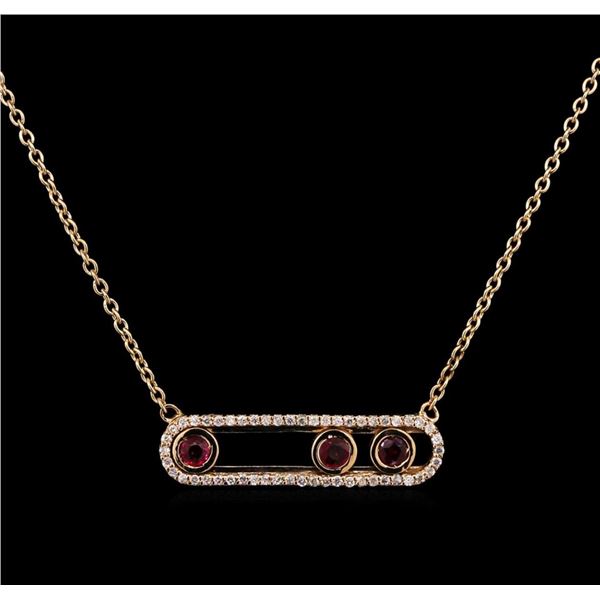 0.41 ctw Ruby and Diamond Necklace - 14KT Rose Gold