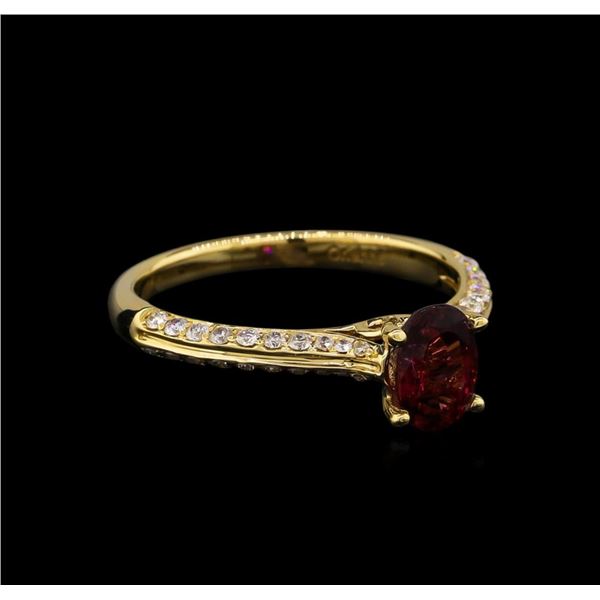 14KT Yellow Gold 0.85 ctw Rubellite and Diamond Ring