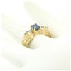 Image 4 : Ribbed 14k Yellow Gold 1.10 ctw Oval Tanzanite Solitaire & Round Diamond Ring