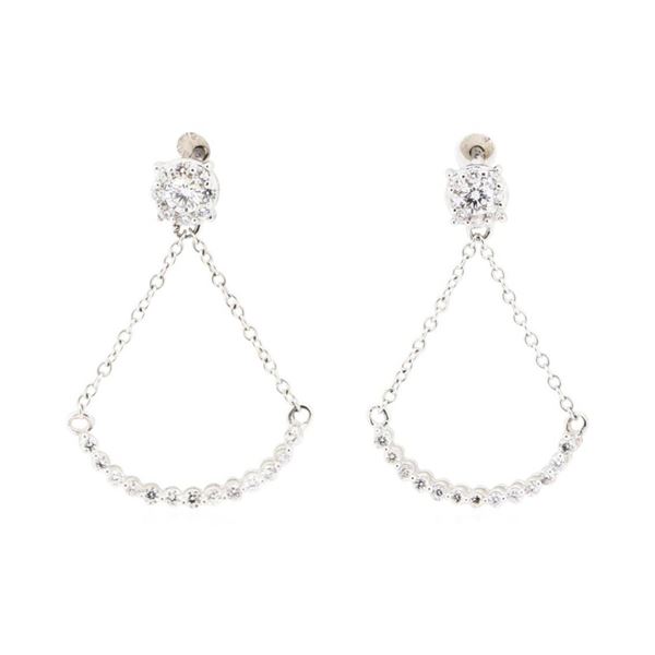 0.51 ctw Diamond Dangle Crescent Earrings - 10KT White Gold