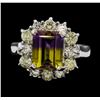 Image 2 : 2.50 ctw Ametrine Quartz and Diamond Ring - 14KT White Gold