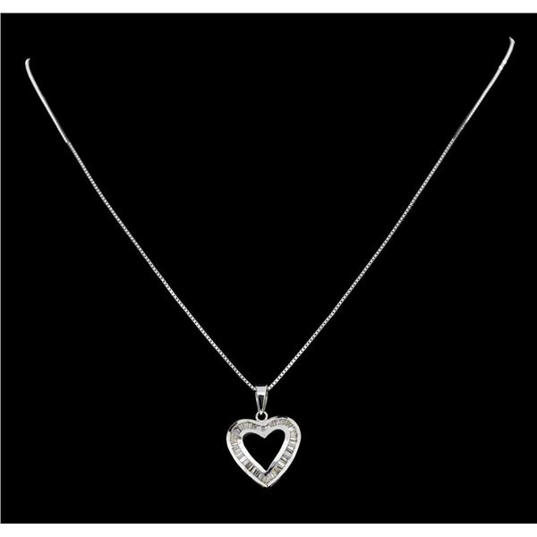 0.50 ctw Diamond Heart Pendant with Chain - 14KT White Gold