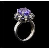 Image 4 : 14KT White Gold 5.88 ctw Tanzanite, Sapphire and Diamond Ring