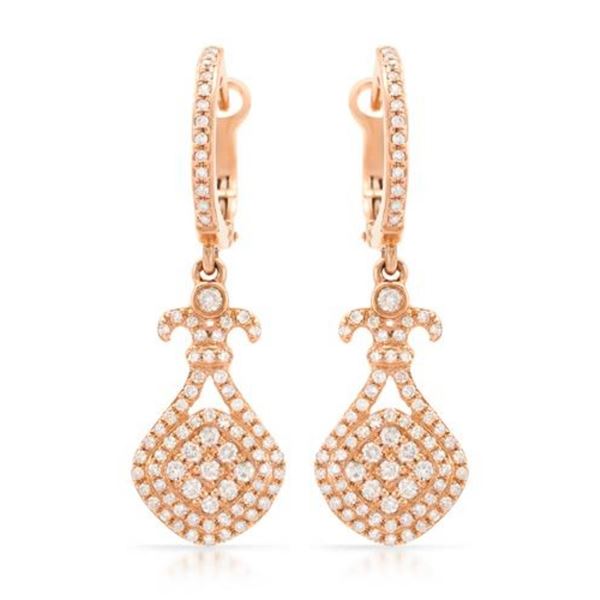 14k Rose Gold 0.75CTW Diamond Earrings, (I1/I)