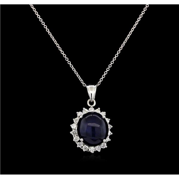 13.12 ctw Sapphire and Diamond Pendant - 14KT White Gold