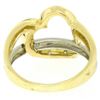 Image 6 : Estate 18k Two Tone Gold 0.12 ctw Round Cut Diamond Open Interlocking Heart Ring