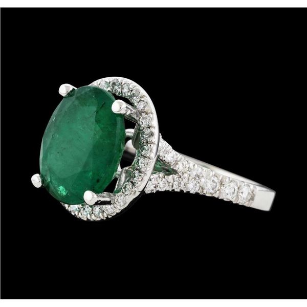 3.05 ctw Emerald and Diamond Ring - 14KT White Gold