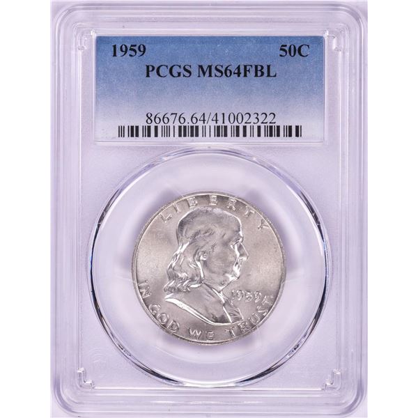 1959 Franklin Half Dollar Coin PCGS MS64FBL