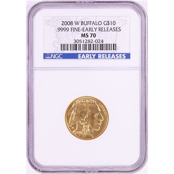 2008-W $10 American Buffalo Gold Coin NGC MS70 Early Releases