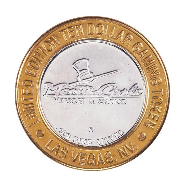 .999 Silver Monte Carlo Las Vegas, Nevada $10 Casino Limited Edition Gaming Token