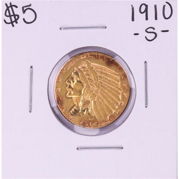 1910-S $5 Indian Head Half Eagle Gold Coin