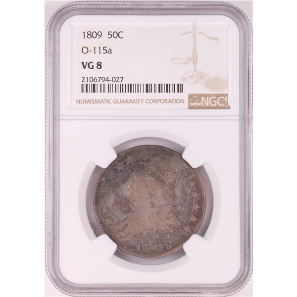 1809 Capped Bust Half Dollar Coin NGC VG8 O-115a