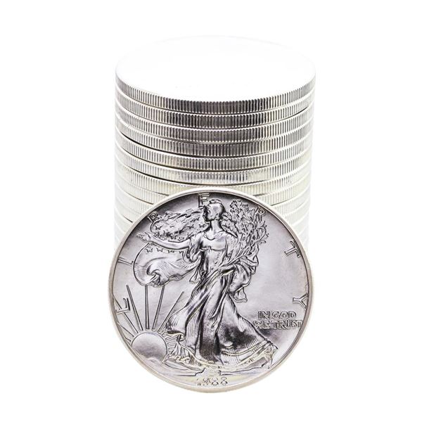 Roll of (20) Brilliant Uncirculated 1988 $1 American Silver Eagle Coins