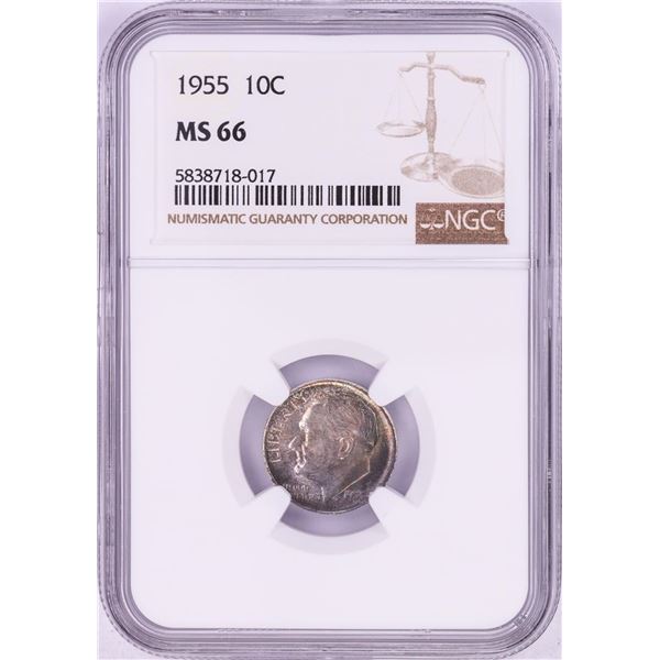 1955 Roosevelt Dime Coin NGC MS66 Nice Toning