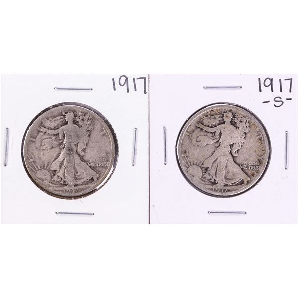 Lot of 1917 & 1917-S Walking Liberty Half Dollar Coins