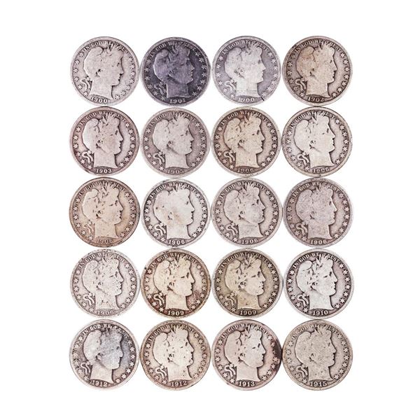 Roll of (20) Mixed Date Barber Half Dollar Coins