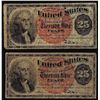 Image 1 : Lot of (2) 1863 4th Issue Twenty Five Cents Fractional Currency Notes