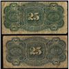 Image 2 : Lot of (2) 1863 4th Issue Twenty Five Cents Fractional Currency Notes