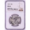 Image 1 : 1957 Franklin Half Dollar Coin NGC MS64
