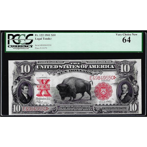 1901 $10 Bison Legal Tender Note Fr.122 PCGS Very Choice New 64