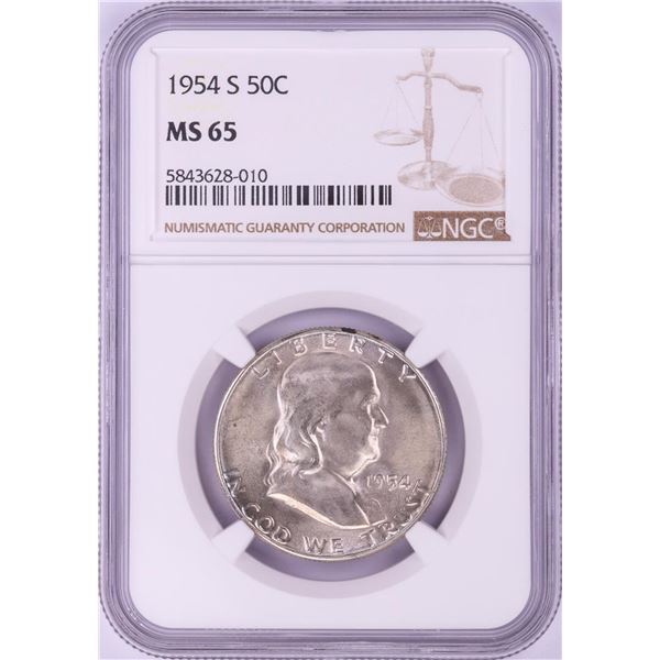 1954-S Franklin Half Dollar Coin NGC MS65