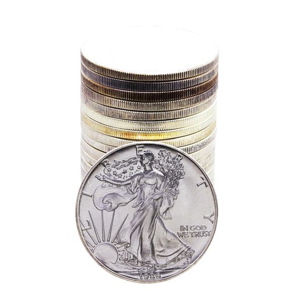 Roll of (20) Brilliant Uncirculated 1986 $1 American Silver Eagle Coins