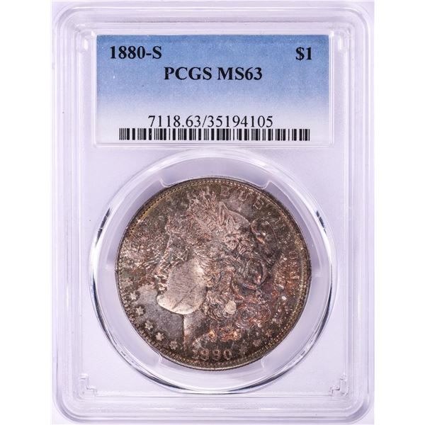 1880-S $1 Morgan Silver Dollar Coin PCGS MS63 Nice Toning