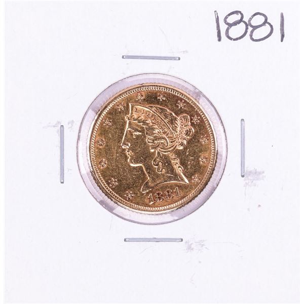 1881 $5 Liberty Head Half Eagle Gold Coin