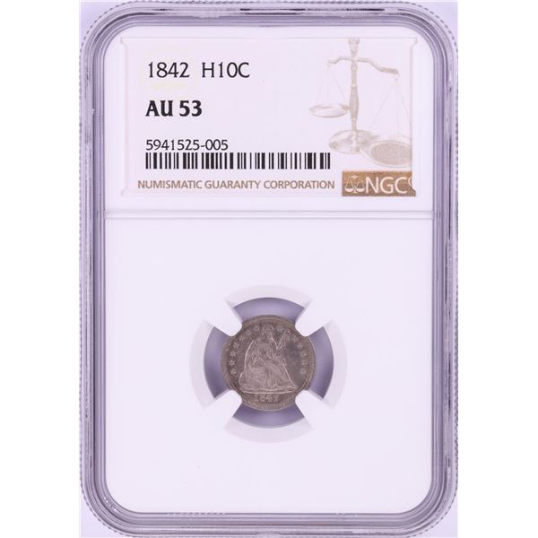1842 Seated Liberty Half Dime Coin NGC AU53